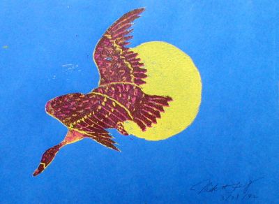 月夜孤雁 Flying Goose under the Moon
